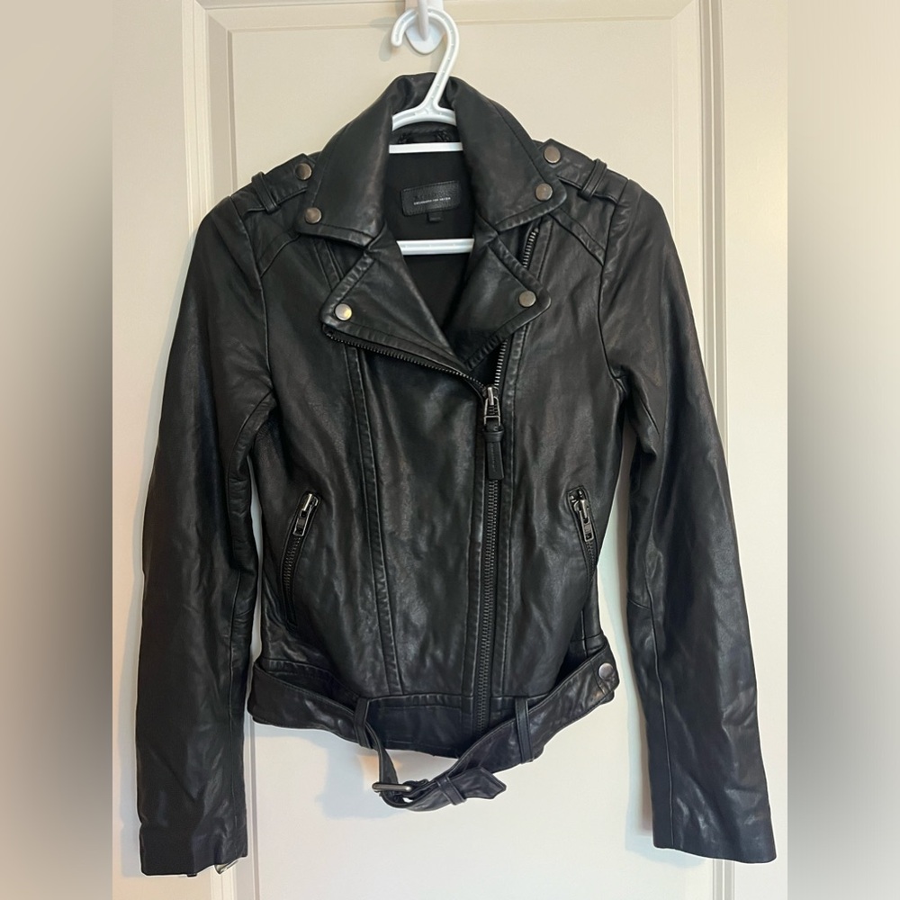 MACKAGE ARITZIA Biker Moto Jacket Lambskin Leather Black Size XXS